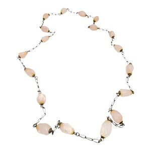 Vintage Rose Quartz Beaded Twist Necklace